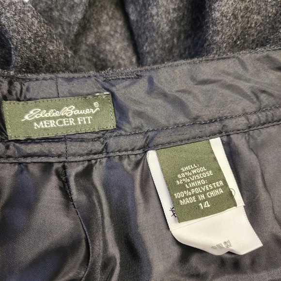 Eddie Bauer Gray Wool Mercer Fit Trouser Pleated Pants Size 14 - Picture 5 of 11